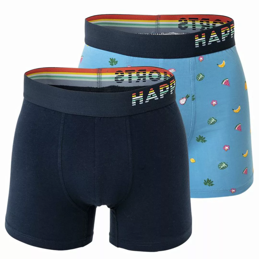 Happy Shorts Herren Boxer Shorts, 2er Pack - Retro Jersey, Logobund Hawaii günstig online kaufen