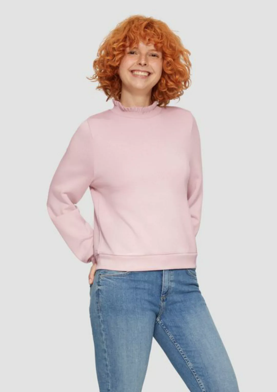 QS Sweatshirt mit Rüschenkragen günstig online kaufen