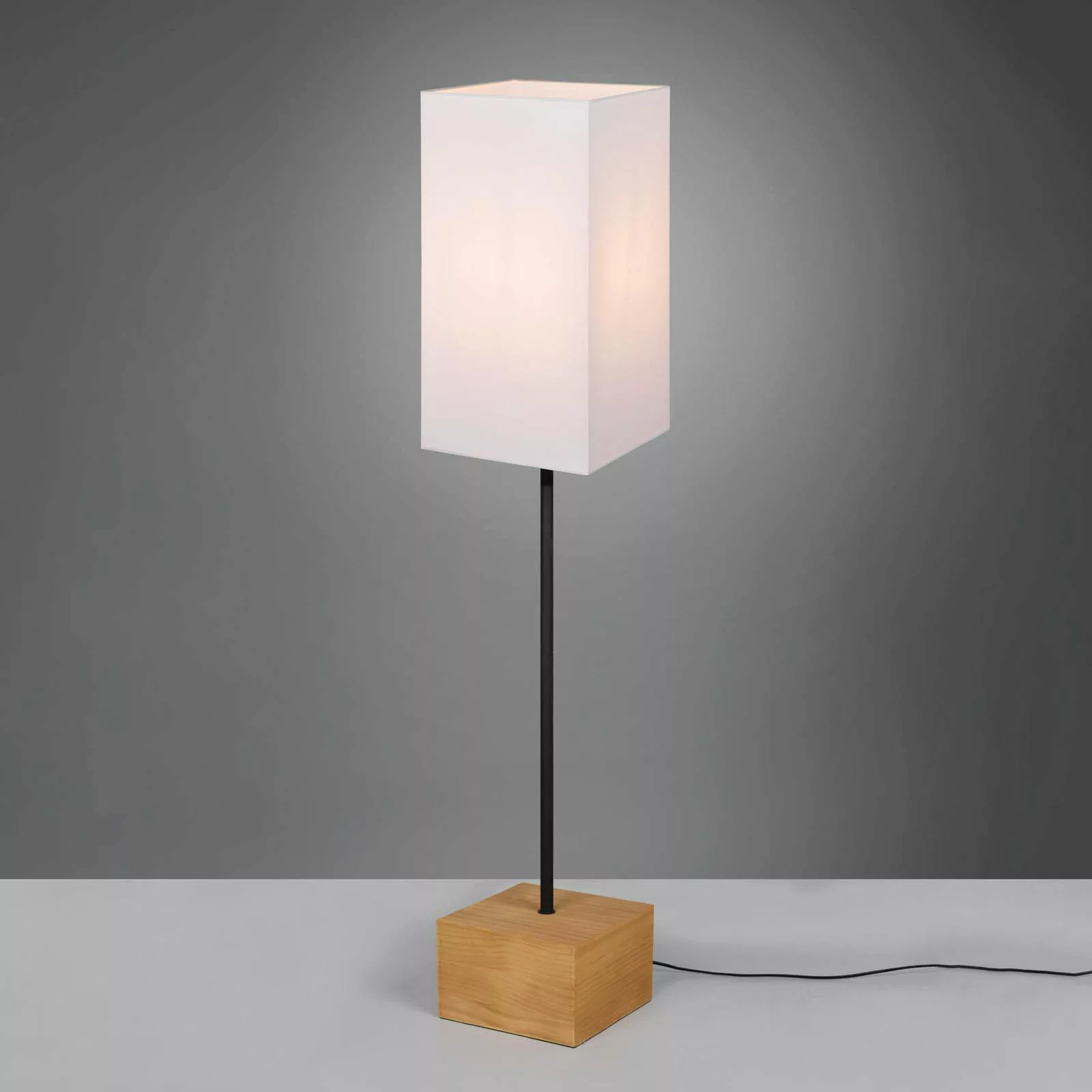 Stehlampe Woody, Holz/Textil, Quaderform, weiß günstig online kaufen