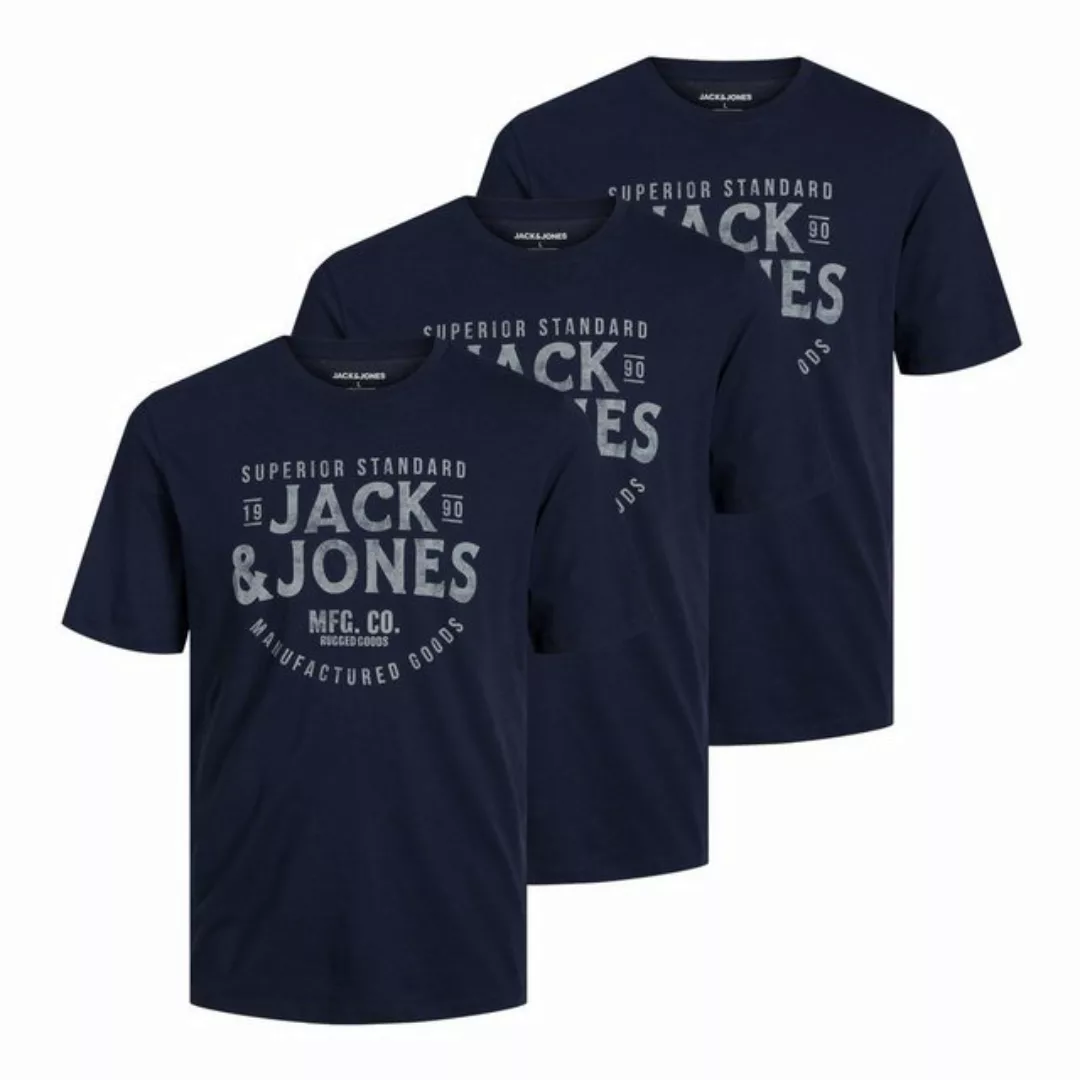 Jack & Jones T-Shirt 3er Pack JJJeans Tee Crew Neck mit großem Markenprint günstig online kaufen