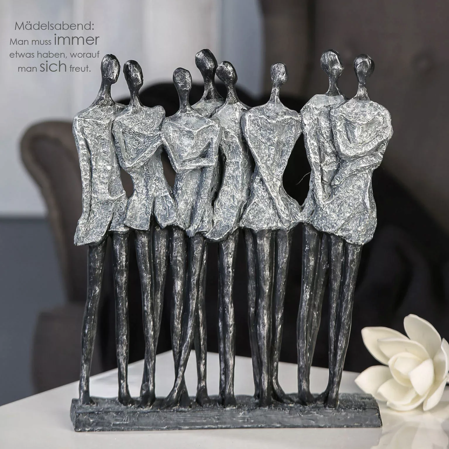 Casablanca by Gilde Dekofigur "Skulptur Mädelsabend, antik silber", Dekoobj günstig online kaufen