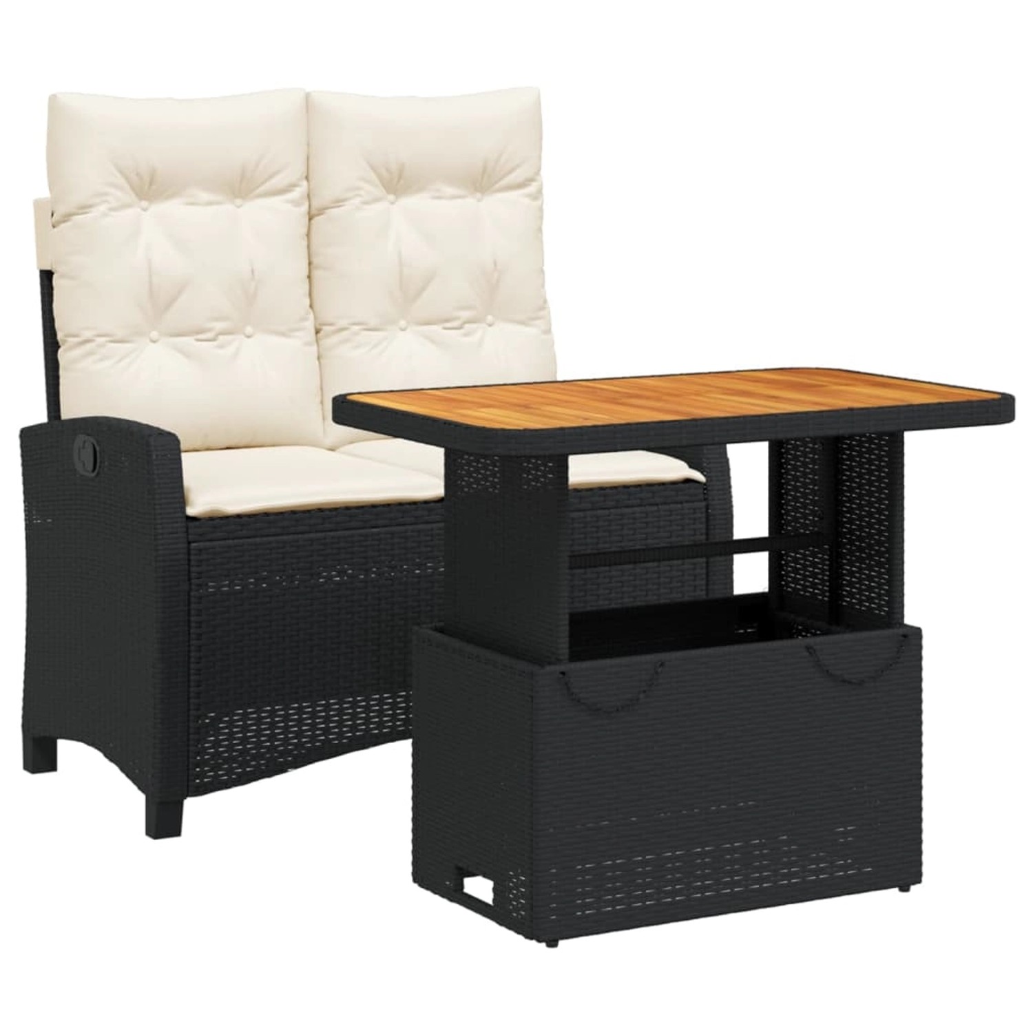 vidaXL 2-Tlg Garten-Essgruppe mit Kissen Schwarz Poly Rattan 3277382 günstig online kaufen