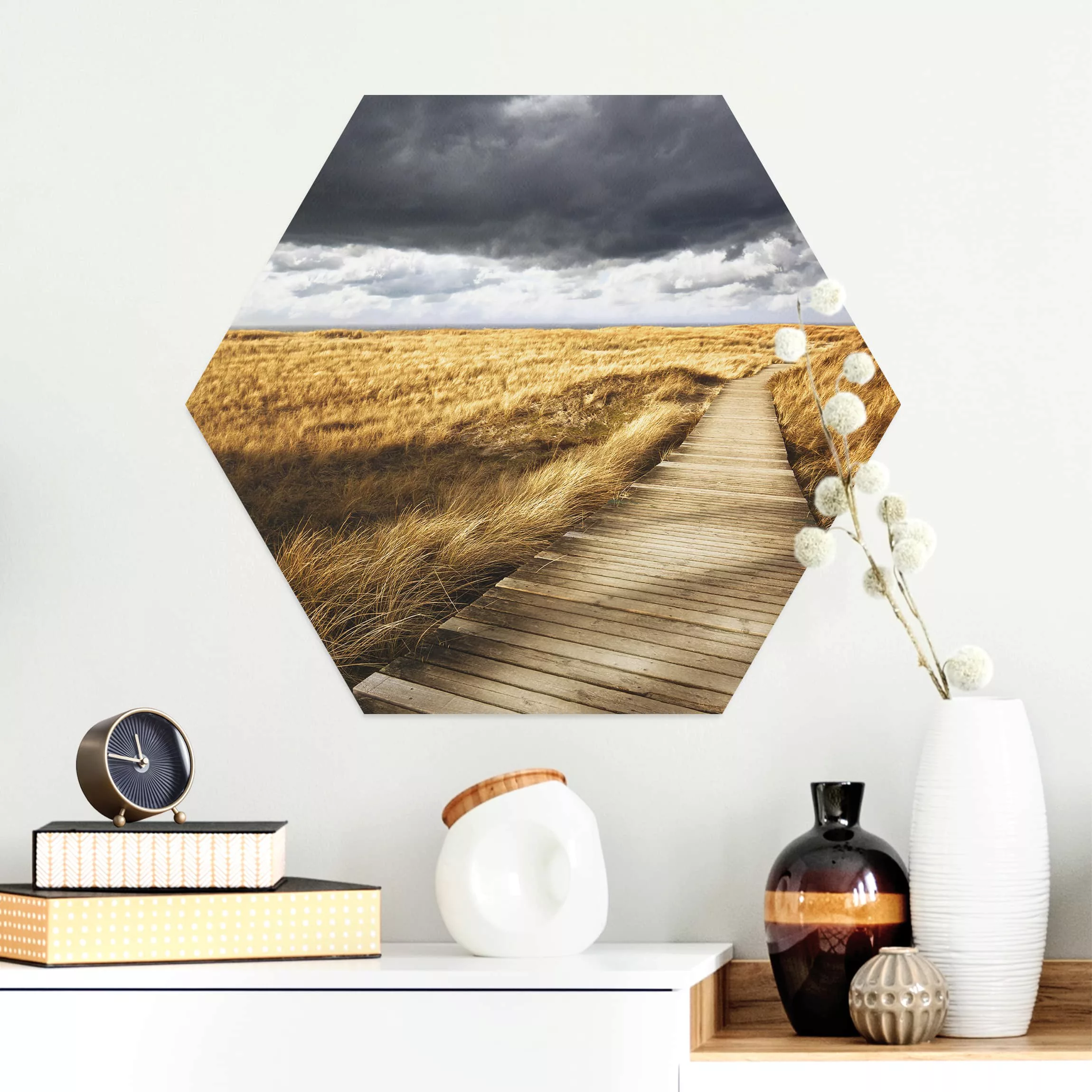 Hexagon-Alu-Dibond Bild Natur & Landschaft Weg in den Dünen günstig online kaufen