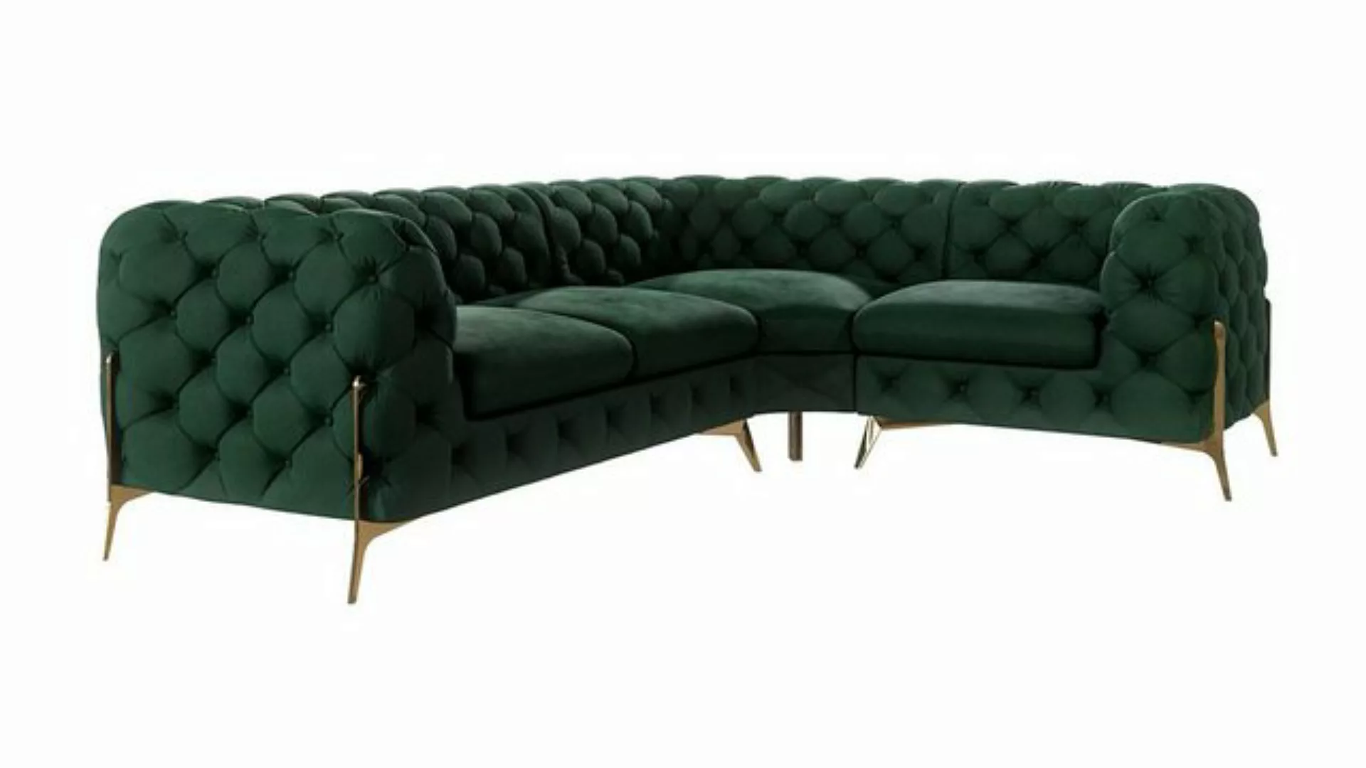 S-Style Möbel Ecksofa Chesterfield Ashley mit Goldene Metall Füßen, Die Eck günstig online kaufen