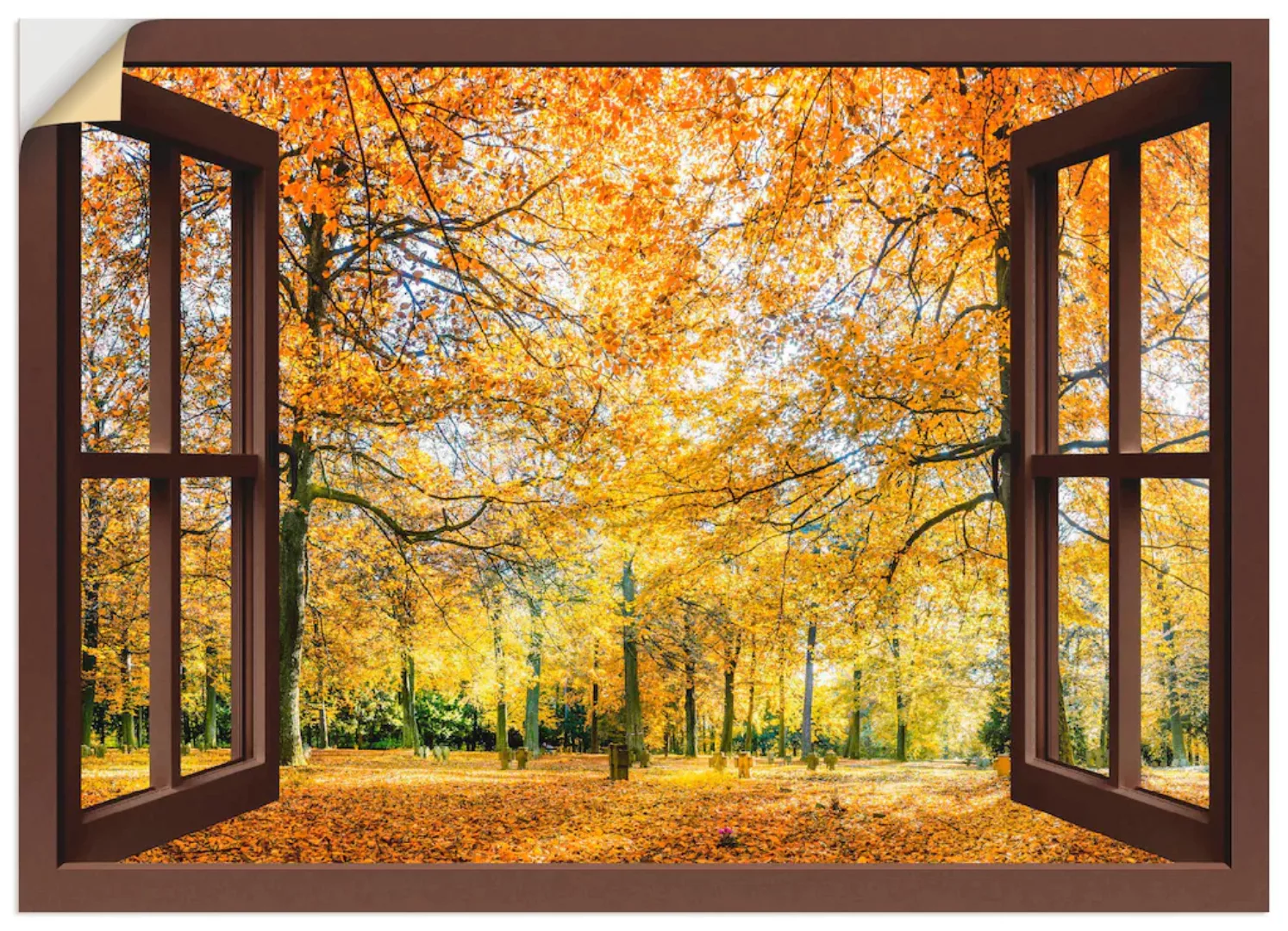 Artland Wandbild "Fensterblick - Herbstwald Panorama", Fensterblick, (1 St. günstig online kaufen