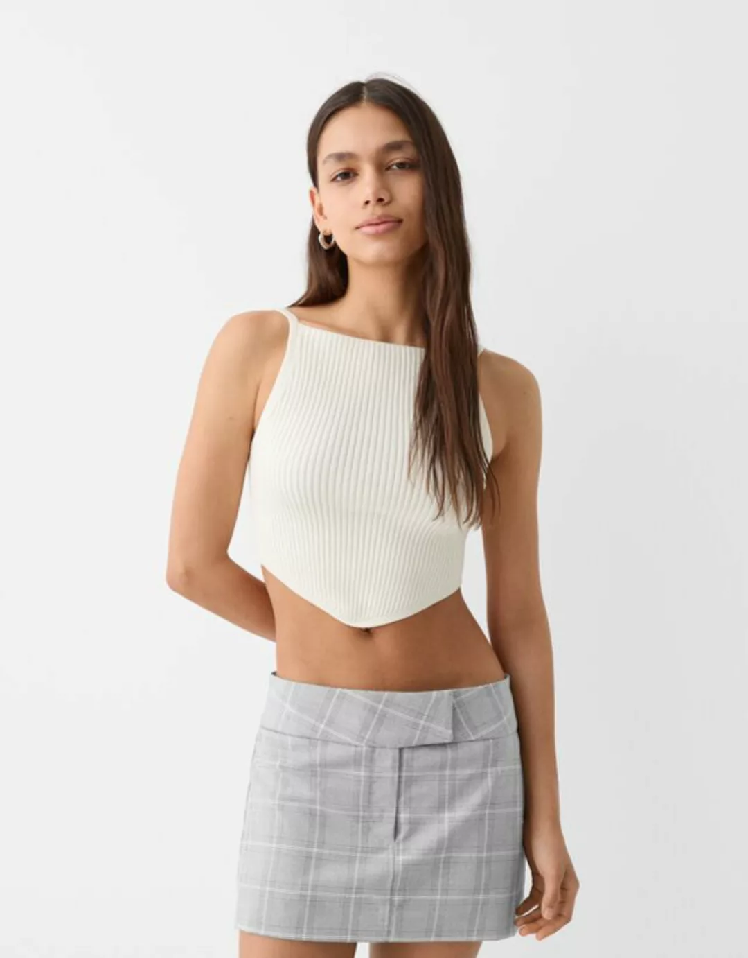 Bershka Tailoring-Minirock Damen Xs Grau günstig online kaufen