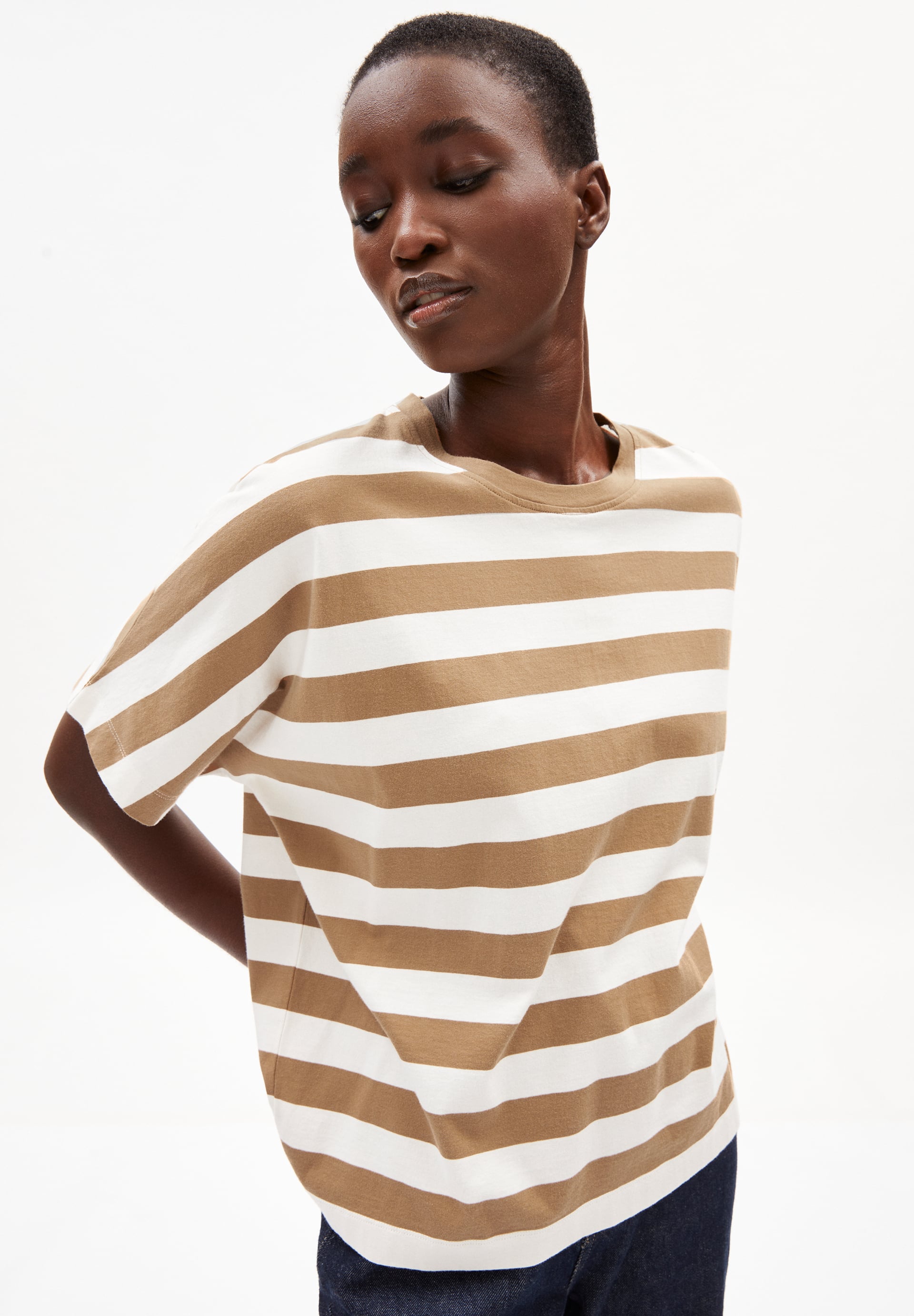 T-Shirt KAJAA BLOCK STRIPES in smoky almond-oatmilk von ARMEDANGELS günstig online kaufen