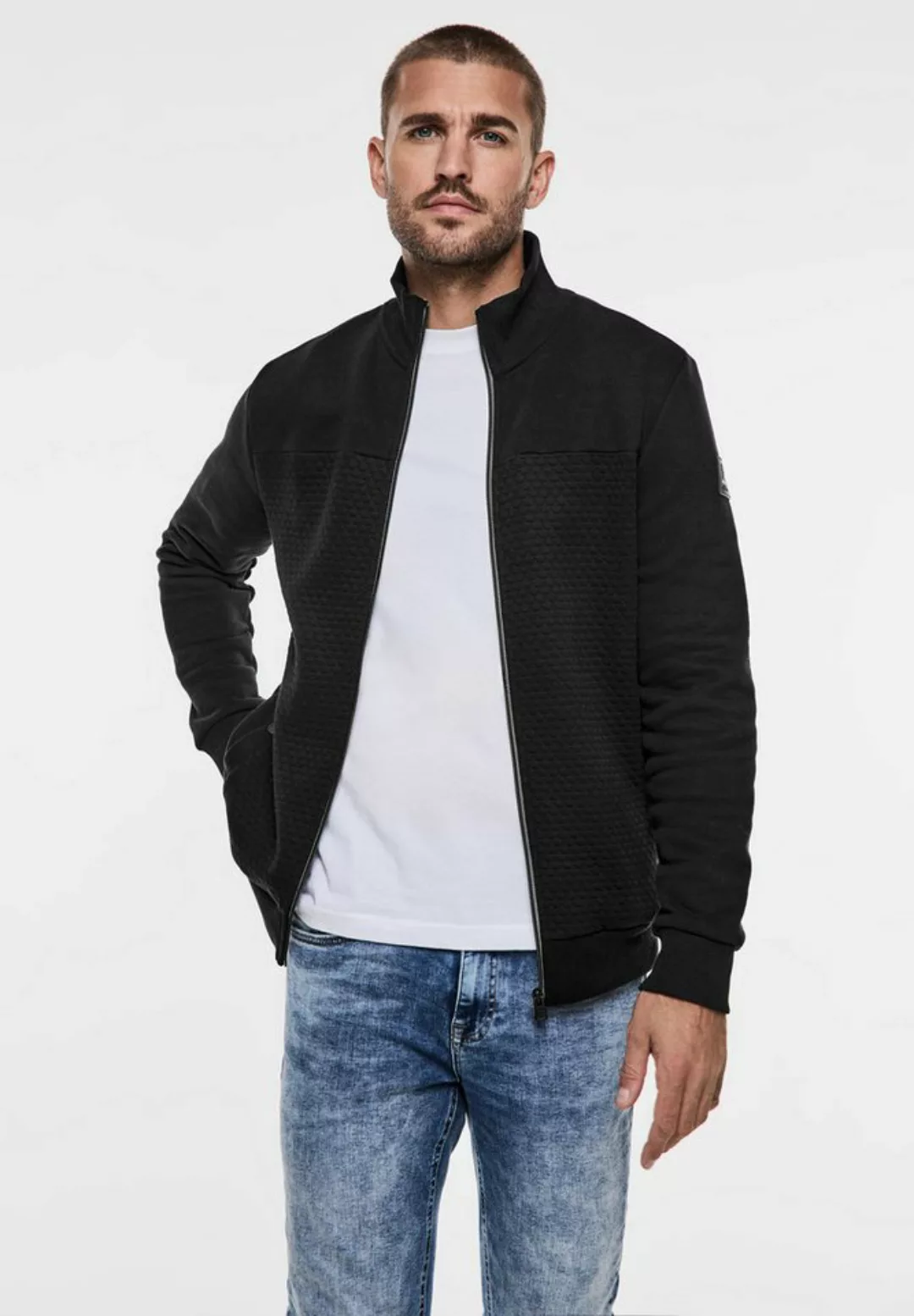 STREET ONE MEN Sweatjacke, mit Stehkragen günstig online kaufen