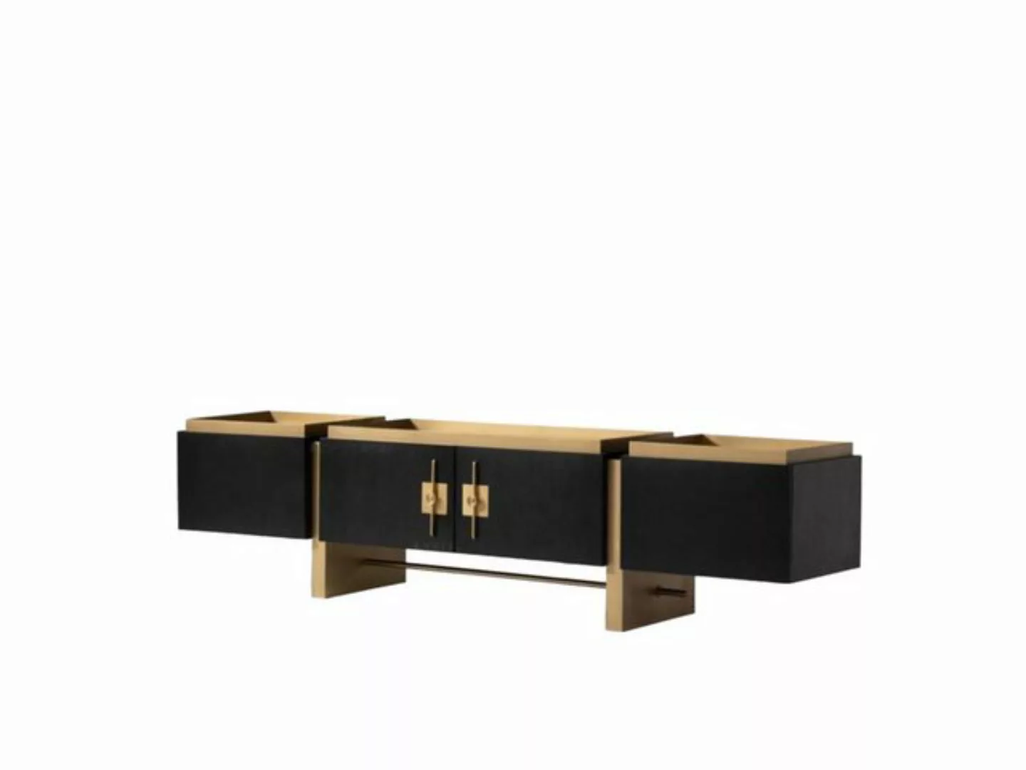 Xlmoebel TV-Schrank Schwarzer TV-Ständer mit modernem Design in Gold und Ho günstig online kaufen