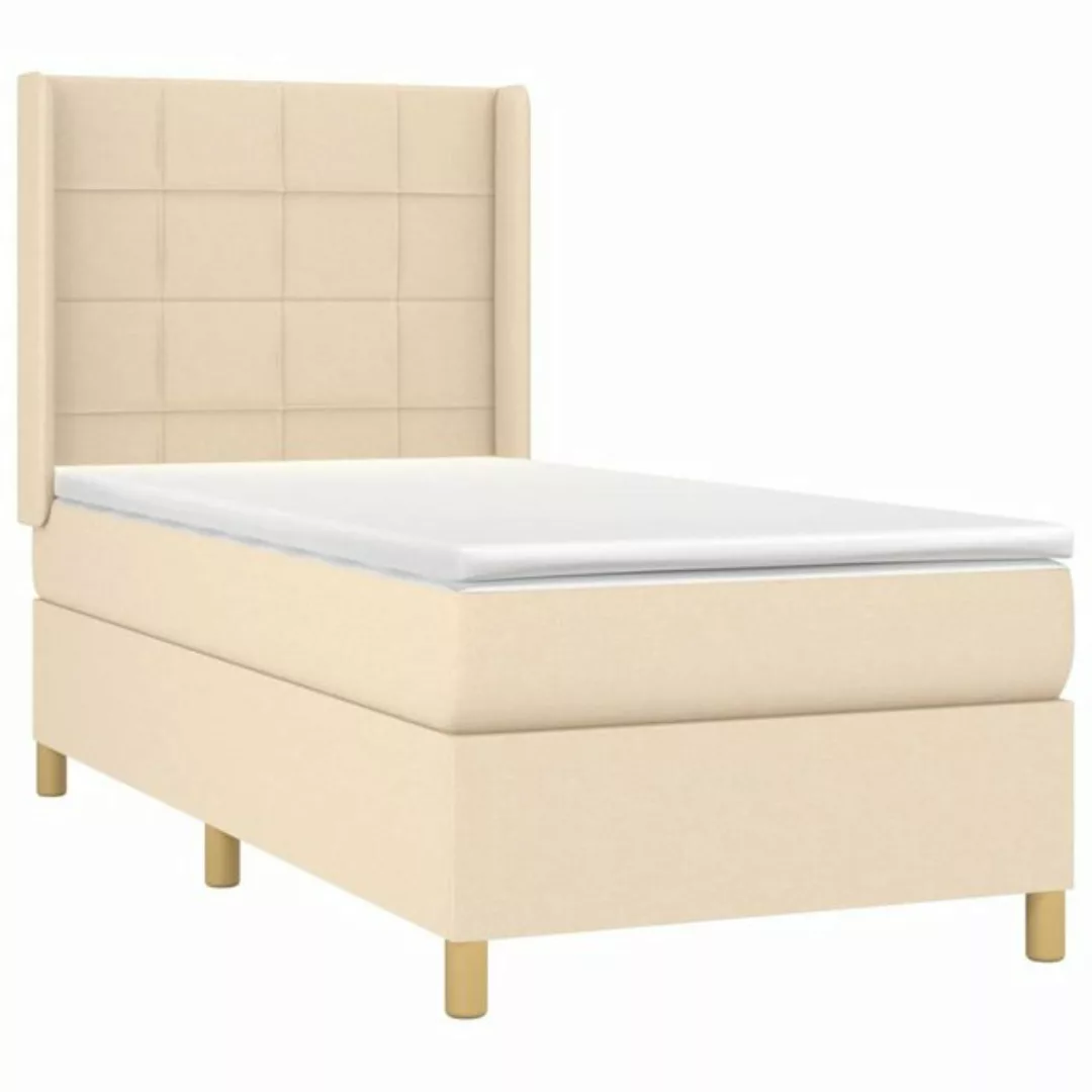 vidaXL Boxspringbett Boxspringbett mit Matratze Creme 100x200 cm Stoff Bett günstig online kaufen