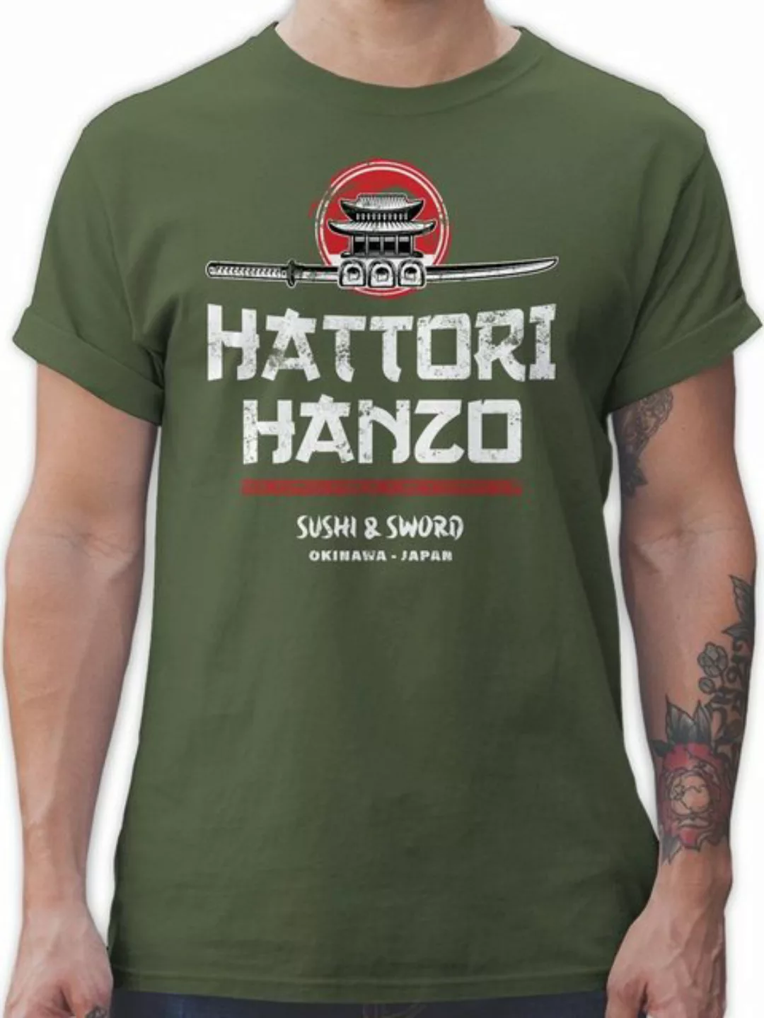 Shirtracer T-Shirt Hattori Hanzo Sushi & Sword Vintage Nerd Geschenke günstig online kaufen