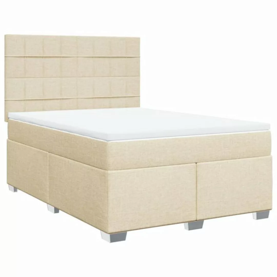 vidaXL Bett Boxspringbett mit Matratze Creme 140x200 cm Stoff günstig online kaufen