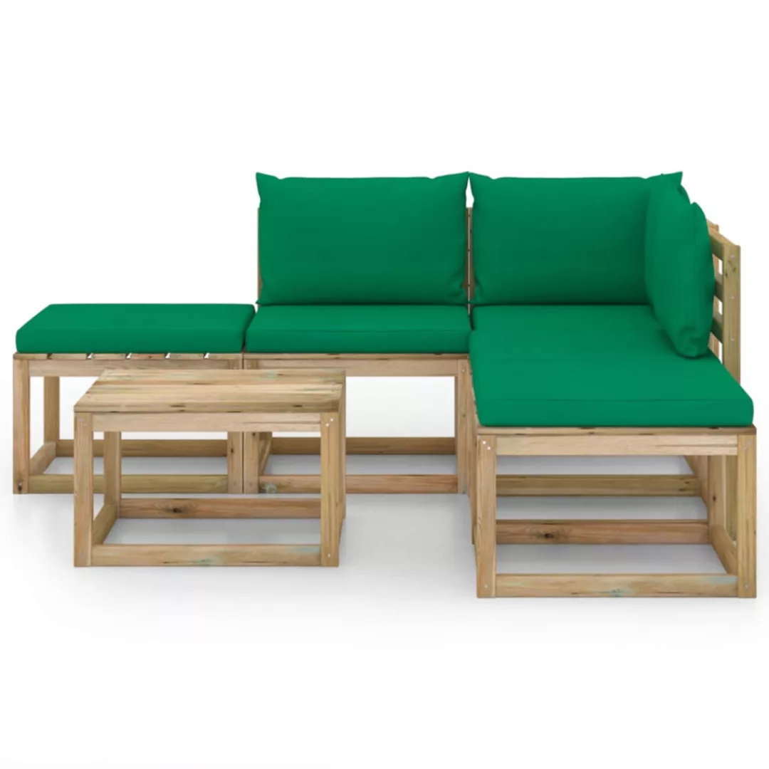 6-tlg. Garten-lounge-set Mit Grünen Kissen günstig online kaufen