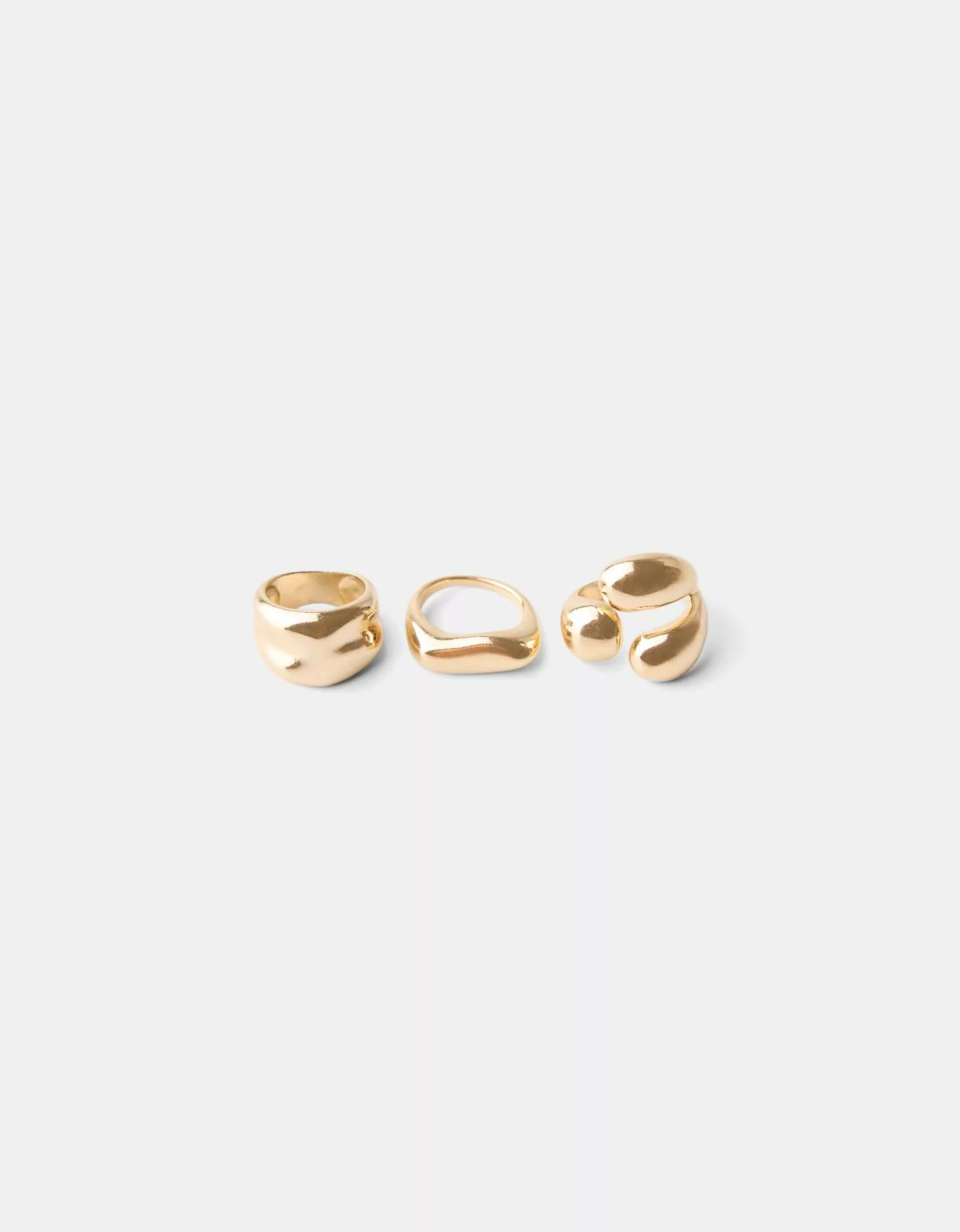 Bershka 3er-Pack Ringe Signature Edition Damen M Gold günstig online kaufen