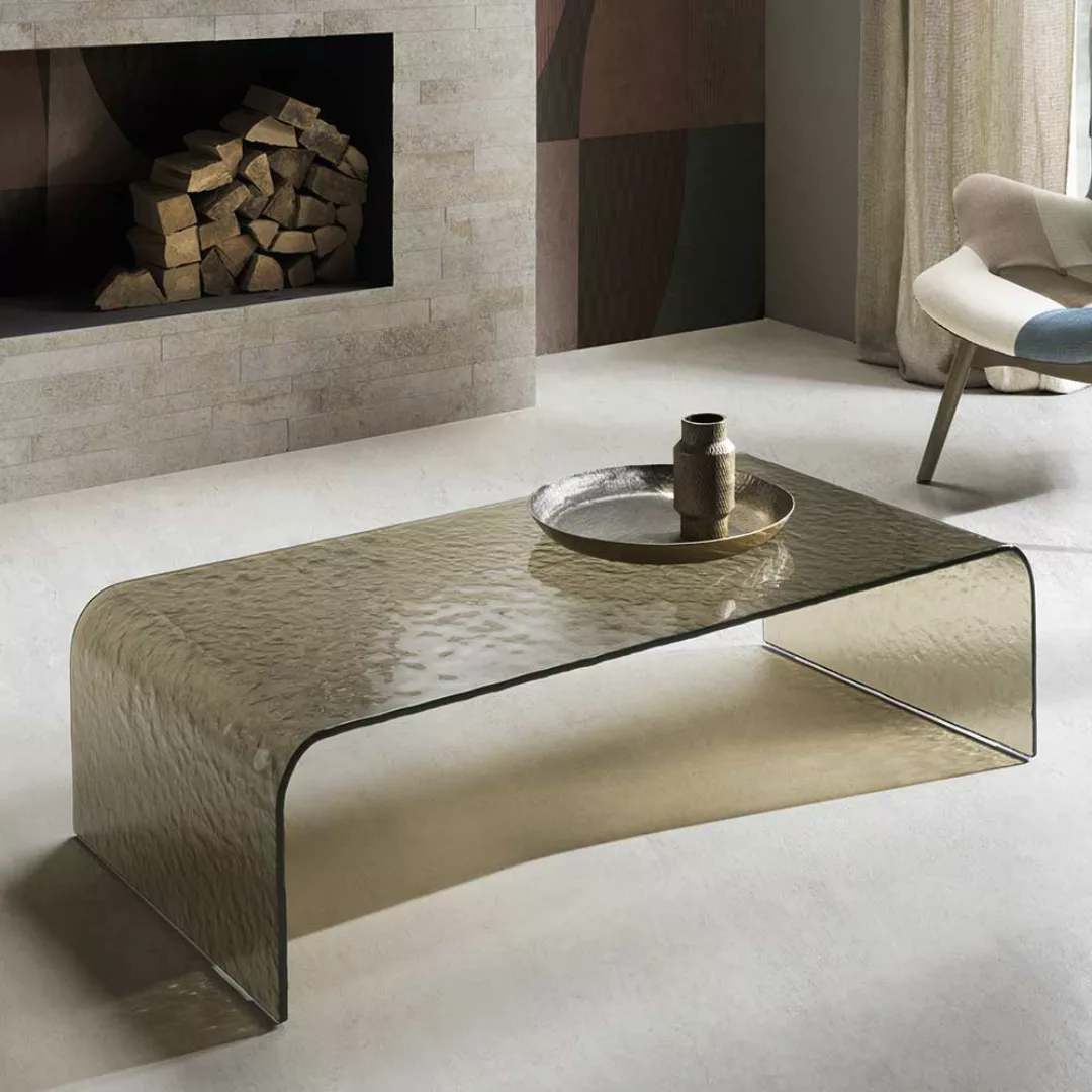 Design Glastisch modern in Bronzefarben 110x30x55 cm günstig online kaufen