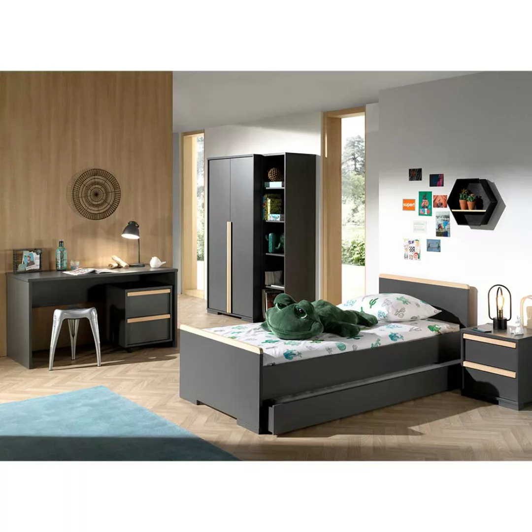 Komplettjugendzimmer in Anthrazit und Buche modern (sechsteilig) günstig online kaufen