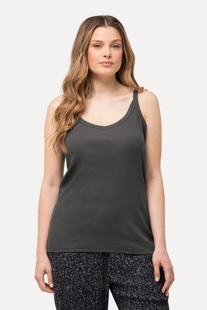 Ulla Popken Longtop Ripptop Slim V-Ausschnitt ärmellos schmale Träger günstig online kaufen