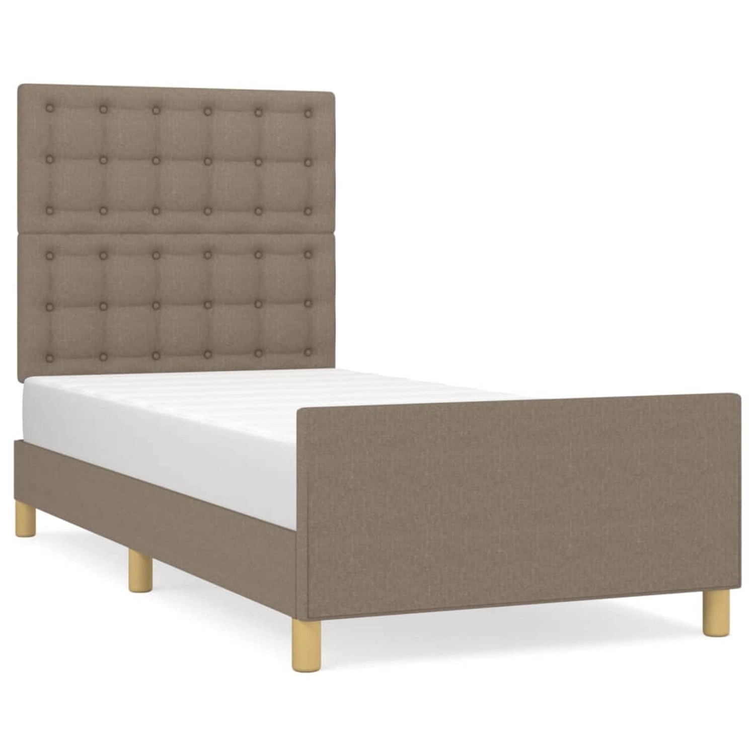 vidaXL Bett, Bettgestell ohne Matratze Taupe 100x200 cm Stoff günstig online kaufen