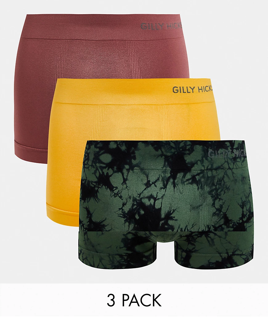 Gilly Hicks – 3er-Pack nahtlose Unterhosen mit Logobund in Rosa/Eiche, Gelb günstig online kaufen