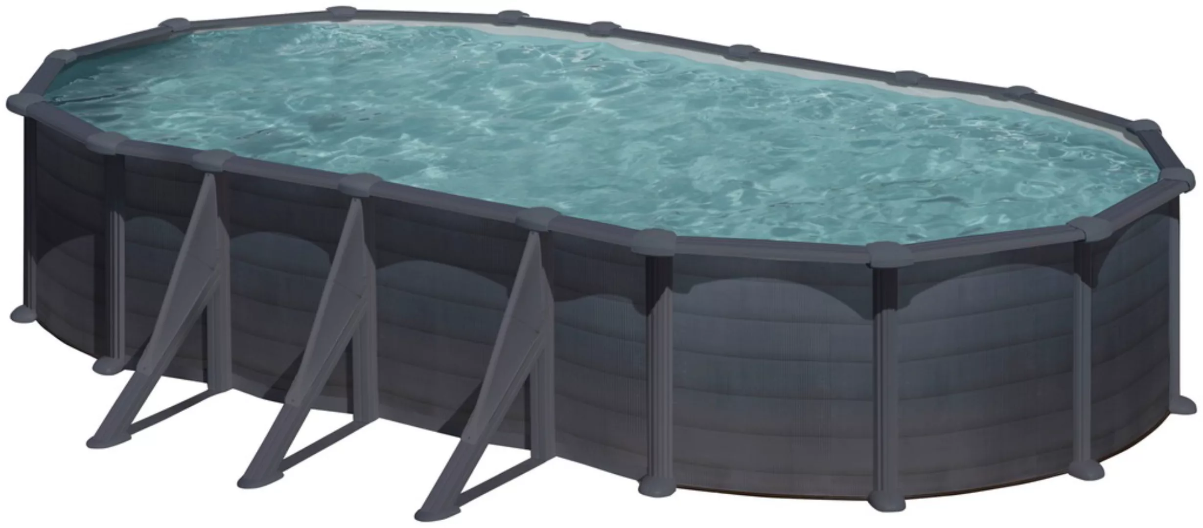 Gre Stahlwand-Pool Granada 730 cm x 375 cm x 132 cm Oval Graphit günstig online kaufen