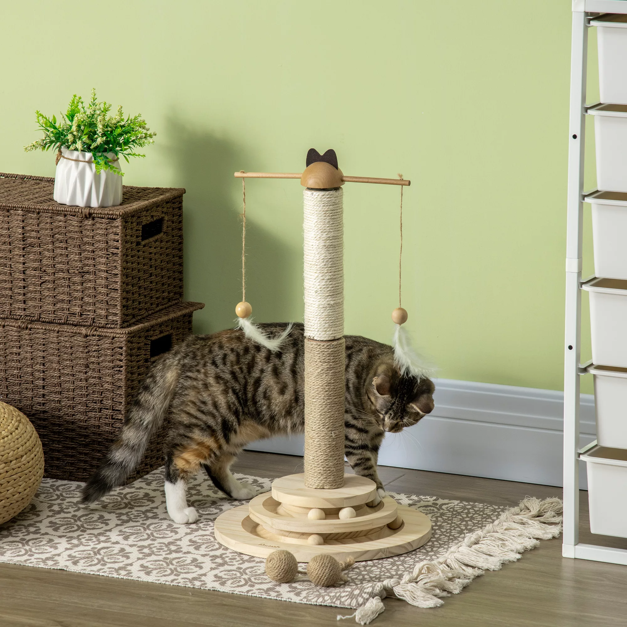 PawHut Kratzbaum Katzenbaum mit Ballspielzeug, Sisalsäule, günstig online kaufen