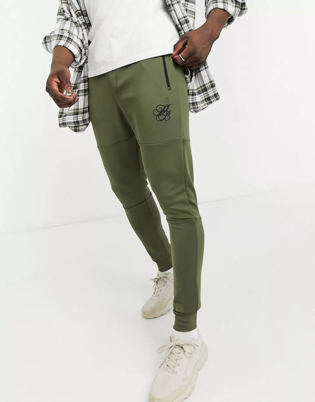 Burton Menswear – Iconic – Jogginghose in Neopren-Optik in Khaki-Grün günstig online kaufen