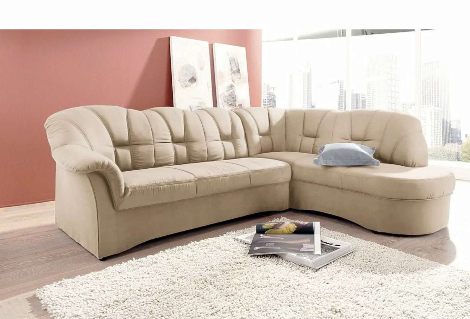 DOMO collection Ecksofa Papenburg L-Form, mit Ottomane, wahlweise mit Bettf günstig online kaufen