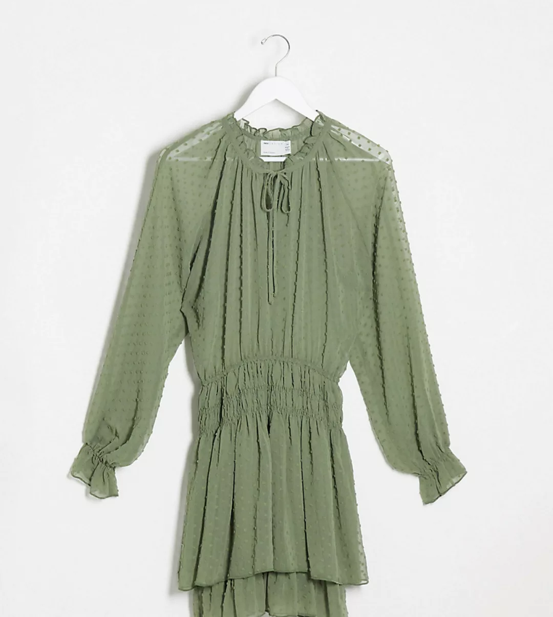 ASOS DESIGN Tall – Minikleid aus gepunktetem Stoff mit geraffter Taille und günstig online kaufen