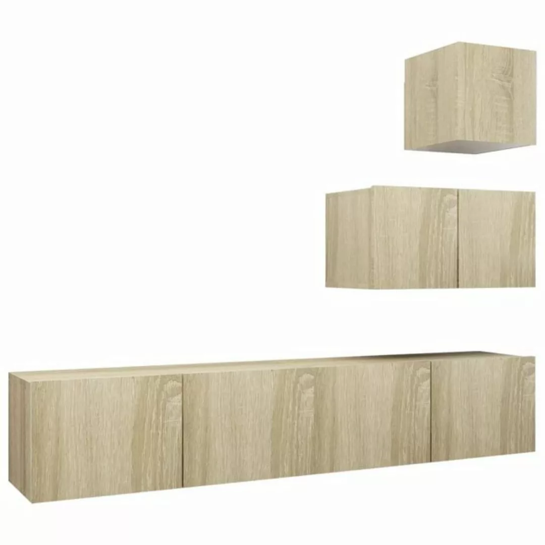 furnicato TV-Schrank 4-tlg. TV-Schrank-Set Sonoma-Eiche Holzwerkstoff günstig online kaufen