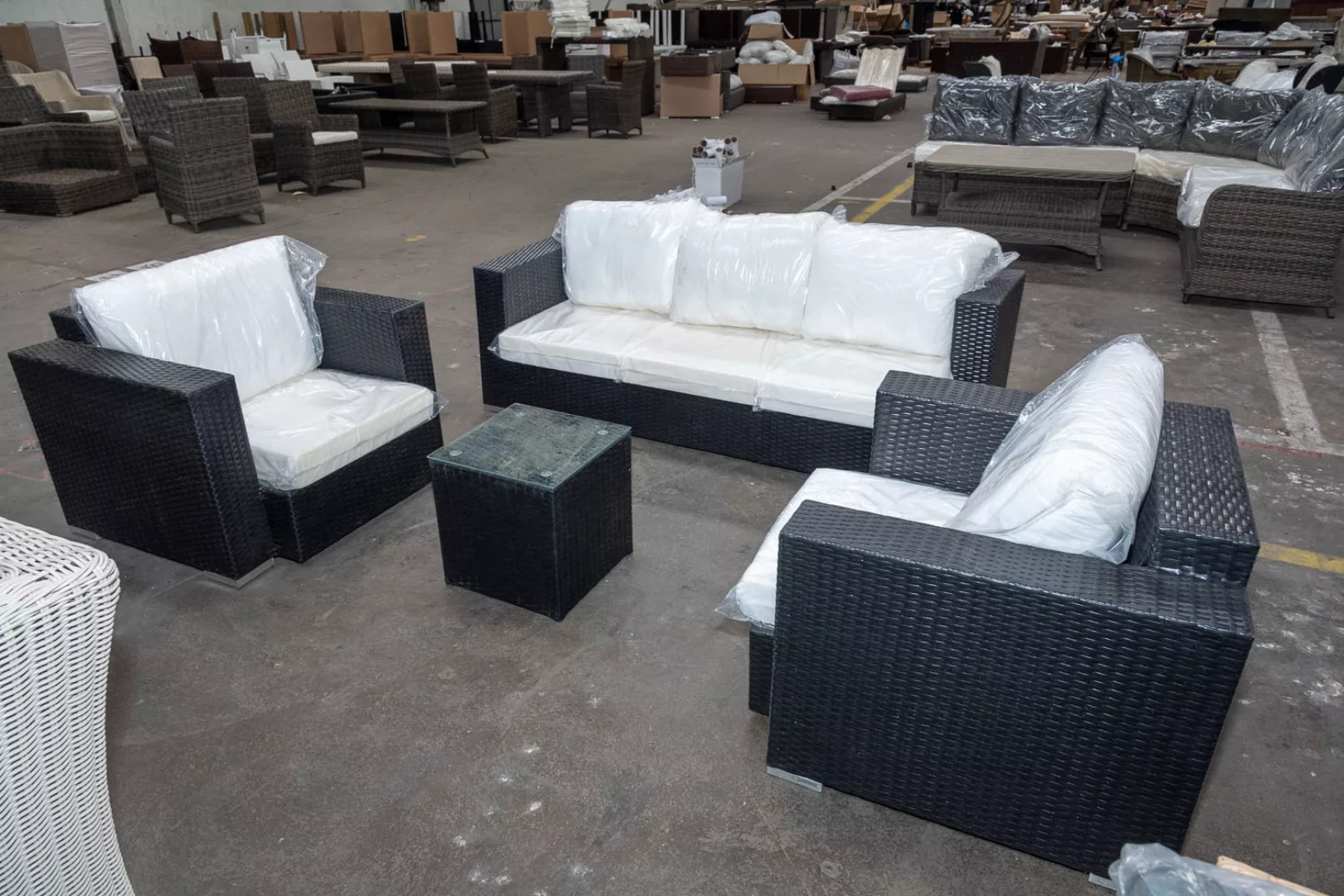 #HBM 2525: 2x Sessel & 3er Sofa Provence + Tisch 39x39-schwarz günstig online kaufen