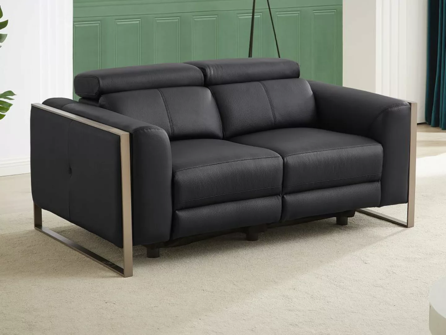 Relaxsofa 2-Sitzer elektrisch - Leder - Schwarz - DAVOLI günstig online kaufen