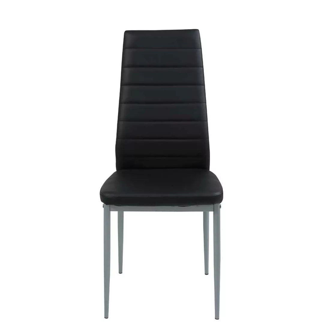 Esstisch Stühle in Schwarz Kunstleder hoher Lehne (2er Set) günstig online kaufen
