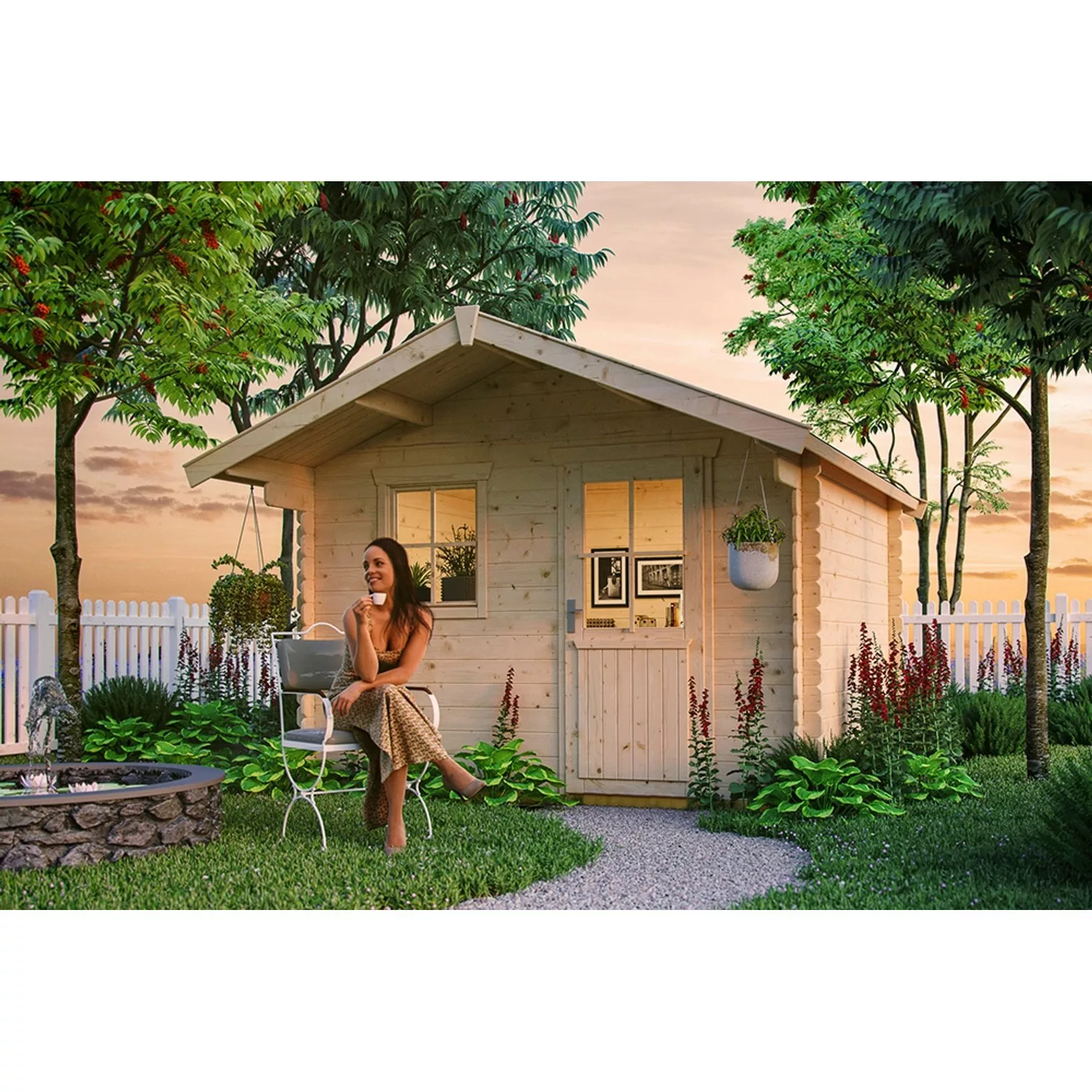 Skan Holz Holz-Gartenhaus/Gerätehaus Como 3 Natur 300 cm x 300 cm günstig online kaufen