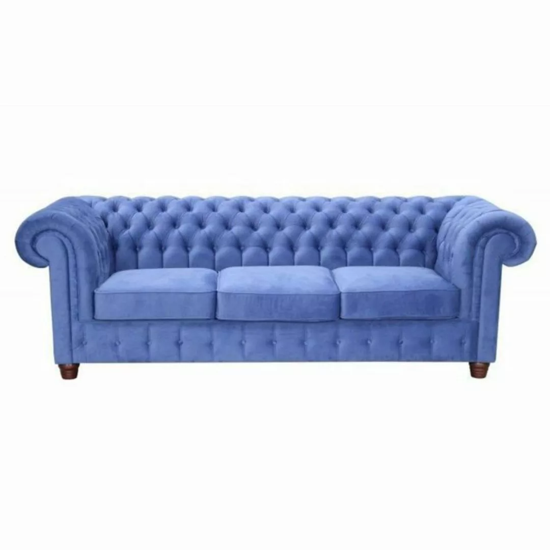 JVmoebel Sofa Blauer Chesterfield Dreisitzer Zeitloser Klassiker Modern Cou günstig online kaufen