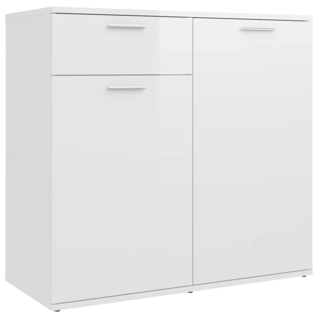 Sideboard Hochglanz-weiß 80x36x75 Cm Spanplatte günstig online kaufen