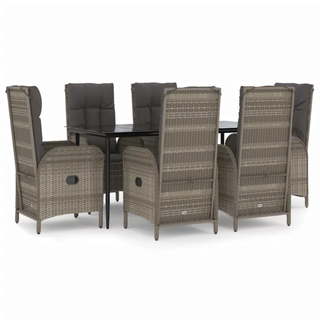 Vidaxl 7-tlg. Garten-lounge-set Mit Kissen Schwarz Grau Poly Rattan günstig online kaufen