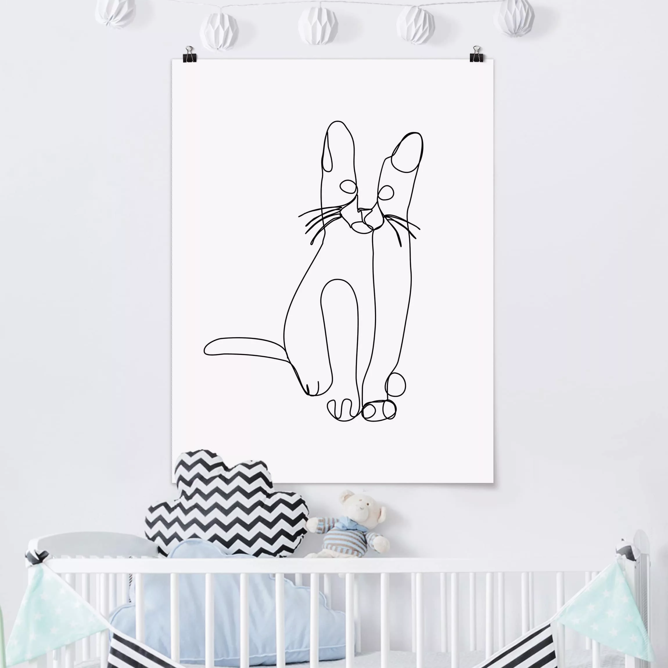 Poster Tiere - Hochformat Katze Line Art günstig online kaufen