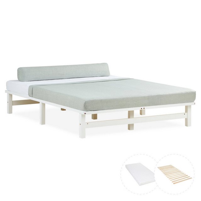 Homestyle4u Holzbett 90/100/140x200 Palettenbett Massivholzbett Futonbett N günstig online kaufen