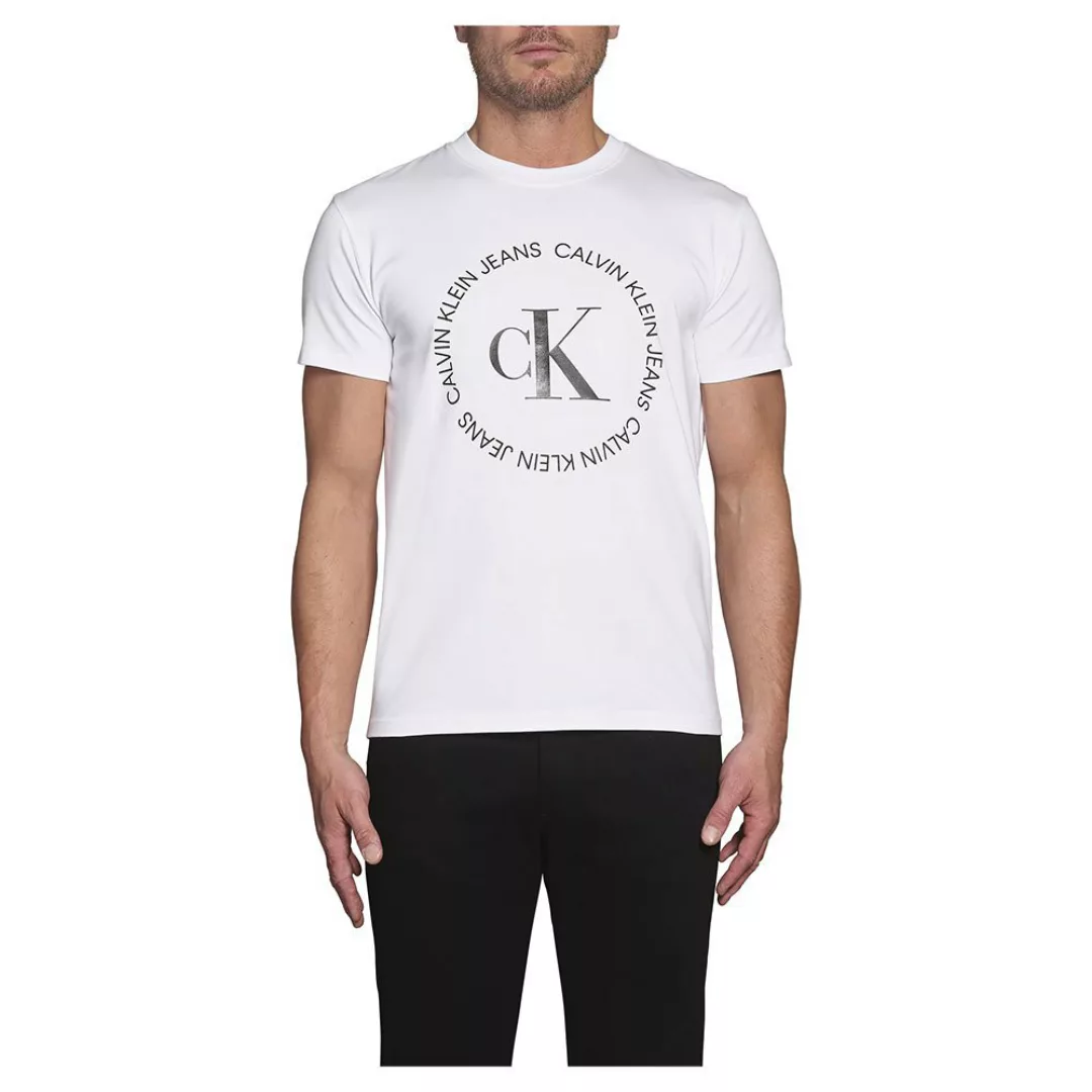 Calvin Klein Jeans Round Logo Regular Fit Kurzärmeliges T-shirt L Bright Wh günstig online kaufen