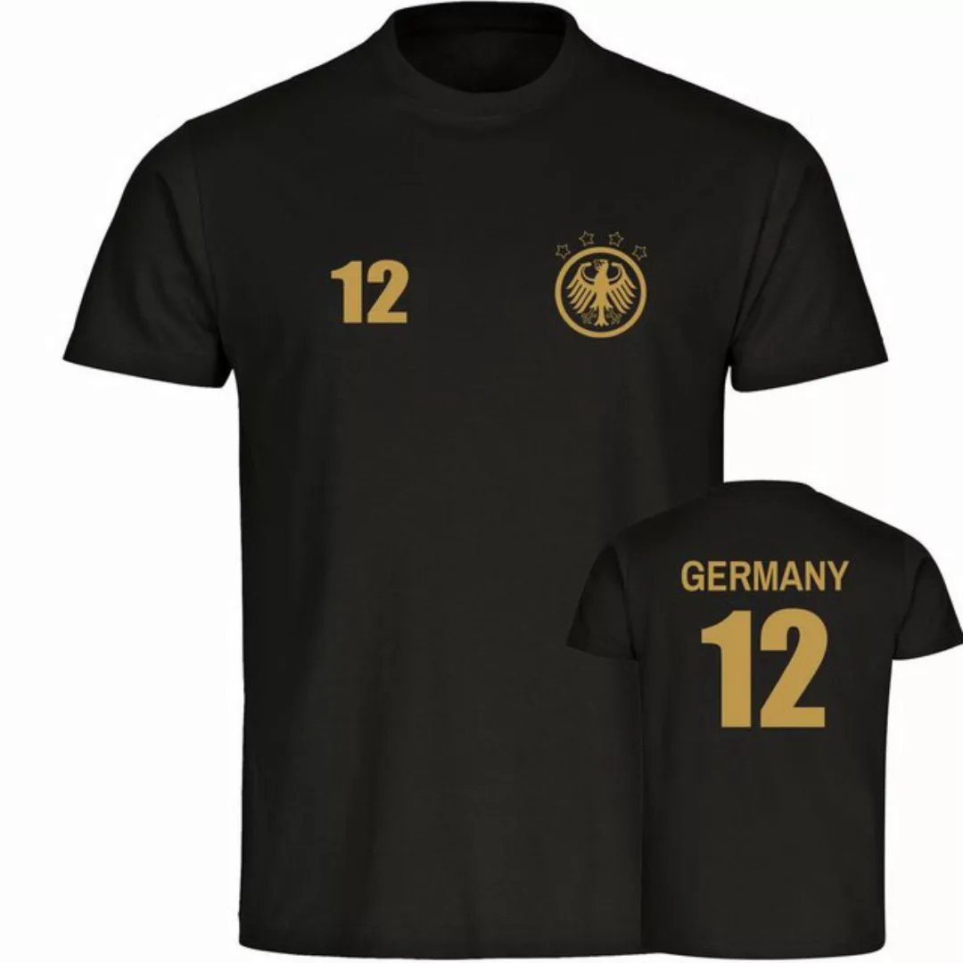 multifanshop T-Shirt Herren Germany - Adler Retro Trikot 12 Gold - Männer günstig online kaufen