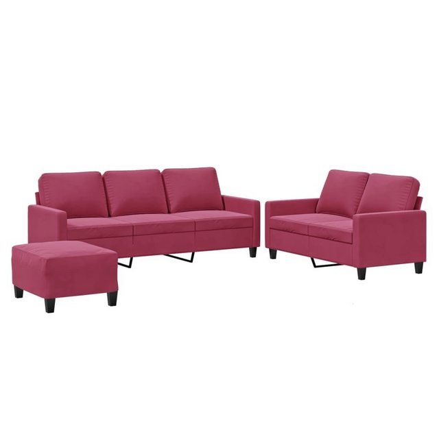 vidaXL Sofa 3-tlg. Sofagarnitur mit Kissen Weinrot Samt günstig online kaufen