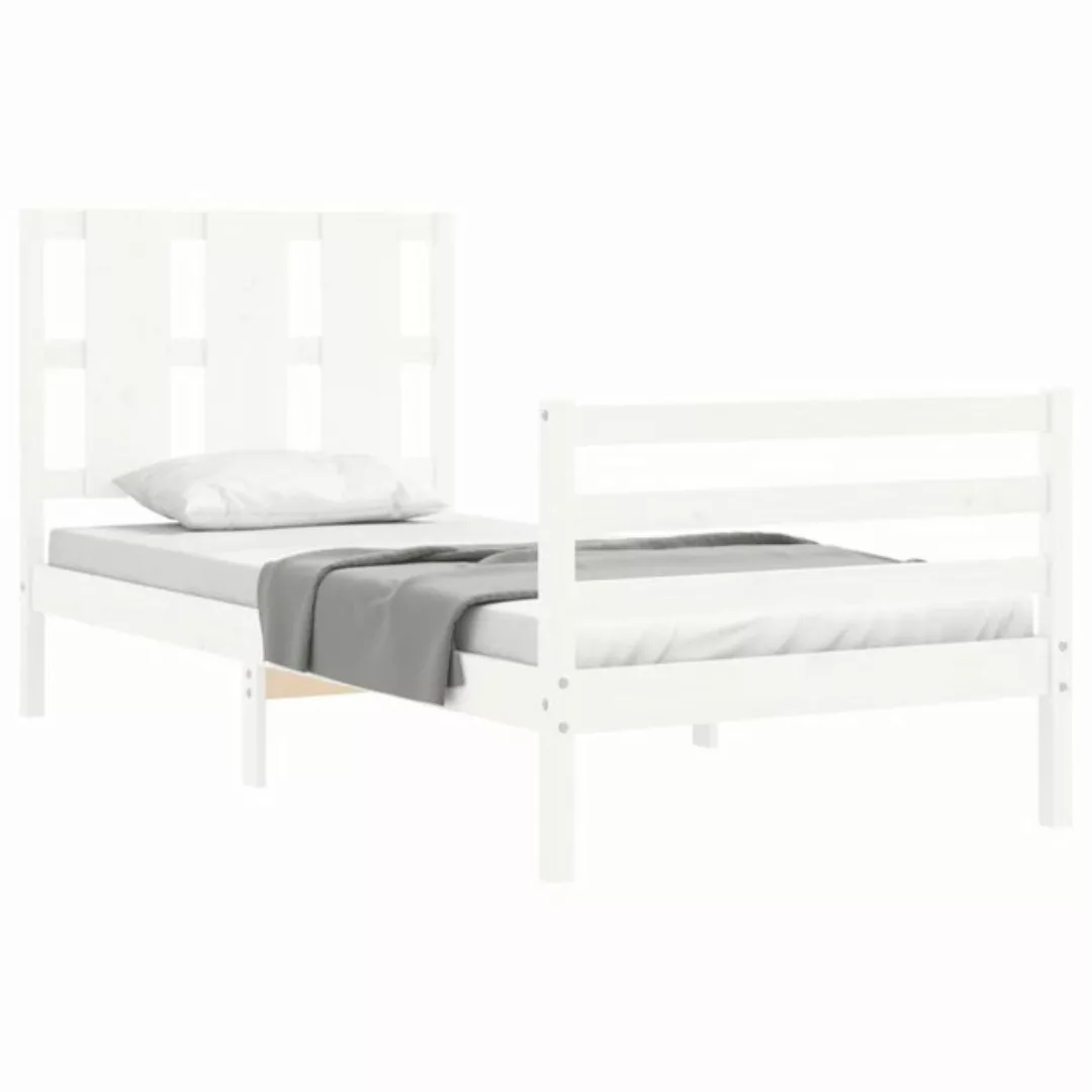 vidaXL Bett Massivholzbett mit Kopfteil Weiß günstig online kaufen