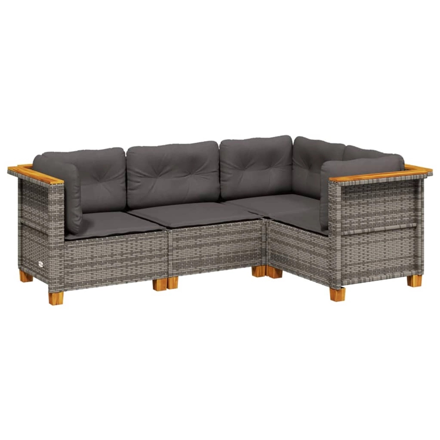 vidaXL 4-Tlg Garten-Sofagarnitur mit Kissen Grau Poly Rattan 3261798 günstig online kaufen