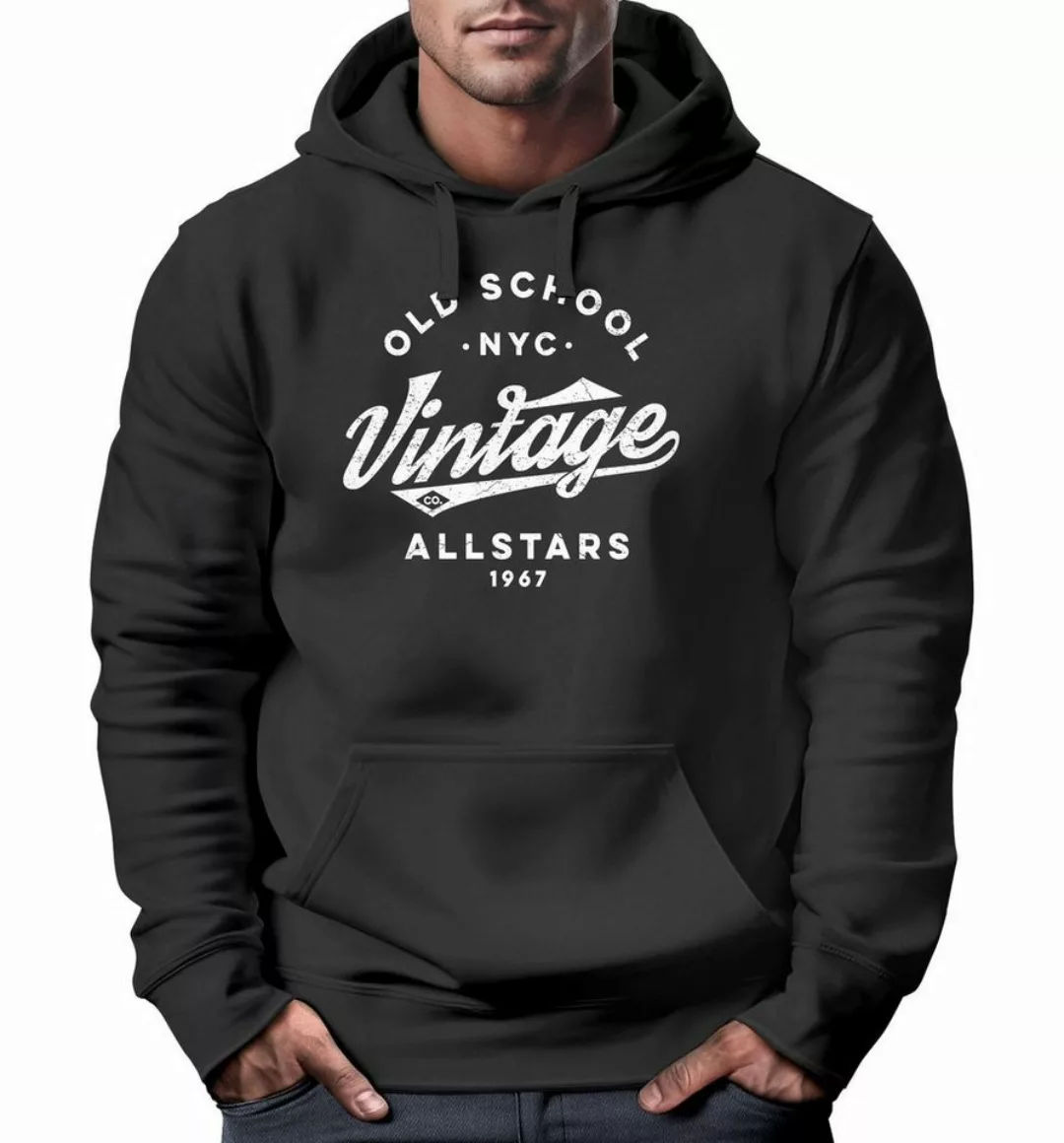 Neverless Hoodie Hoodie Herren College Style Schriftzug Oldschool Vintage A günstig online kaufen