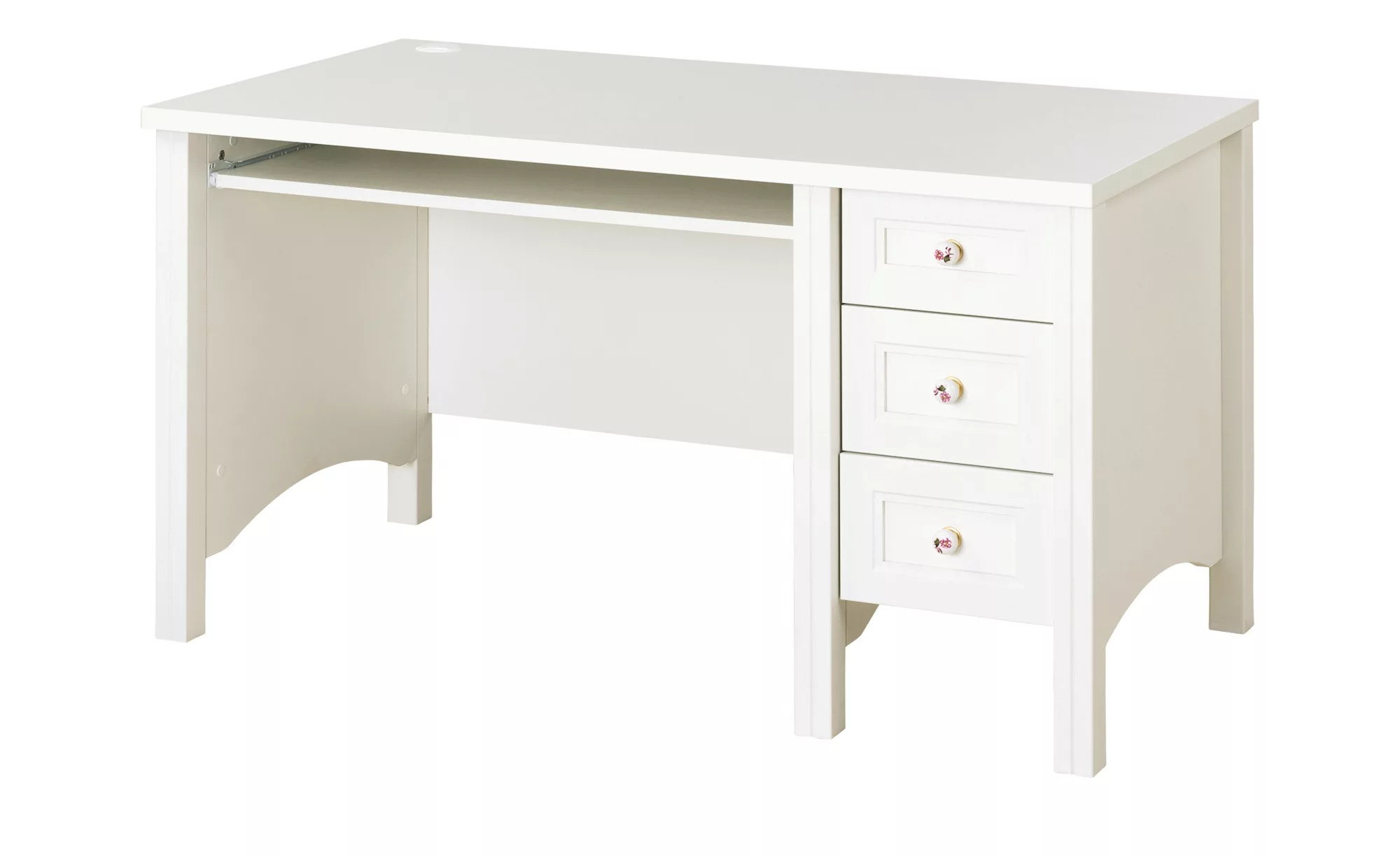 Schreibtlisch weiß Schubladen - weiß - 132 cm - 75 cm - 70 cm - Tische > Bü günstig online kaufen