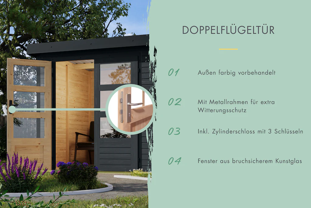 Karibu Gartenhaus "Jupiter 3 C", in verschiedenen Farben günstig online kaufen