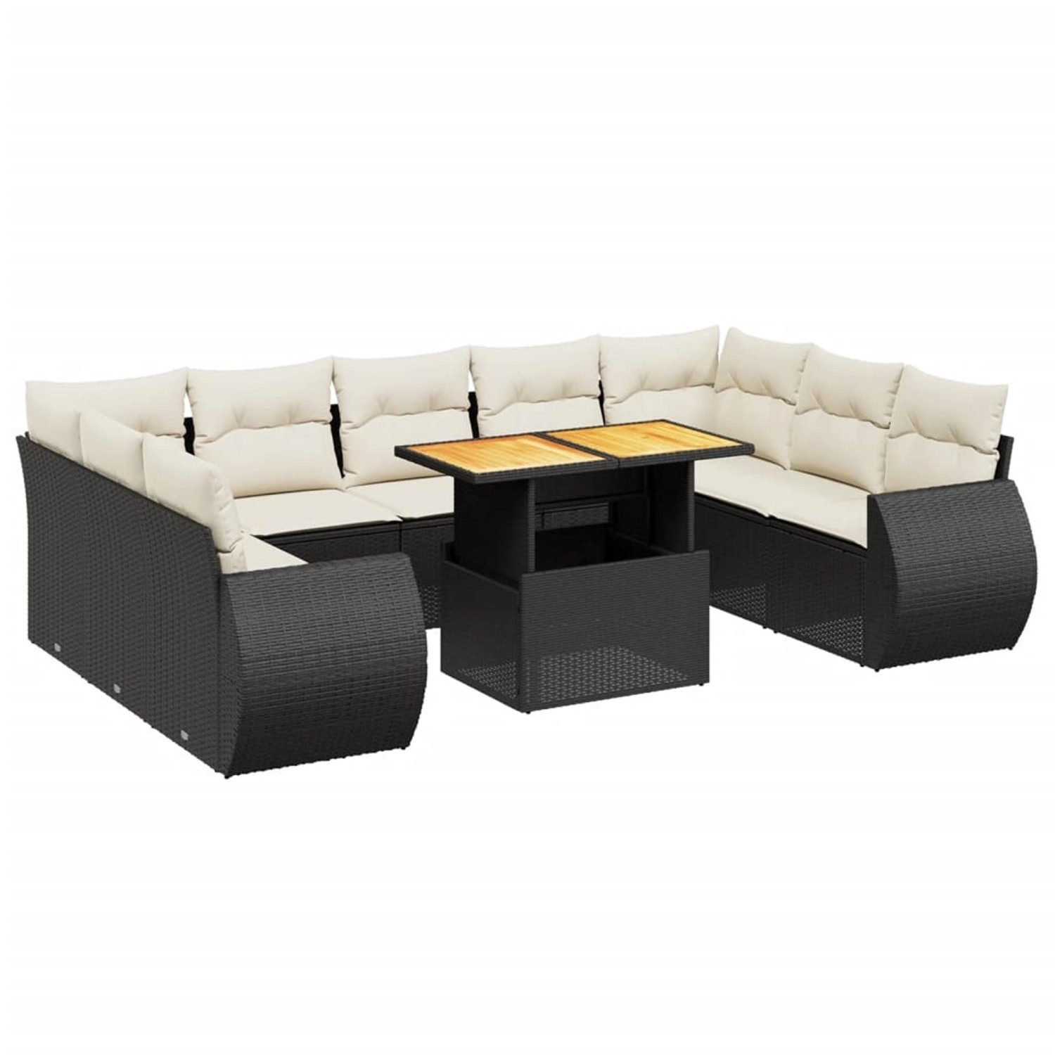 vidaXL 10-Tlg Garten-Sofagarnitur mit Kissen Schwarz Poly Rattan 3272337 günstig online kaufen