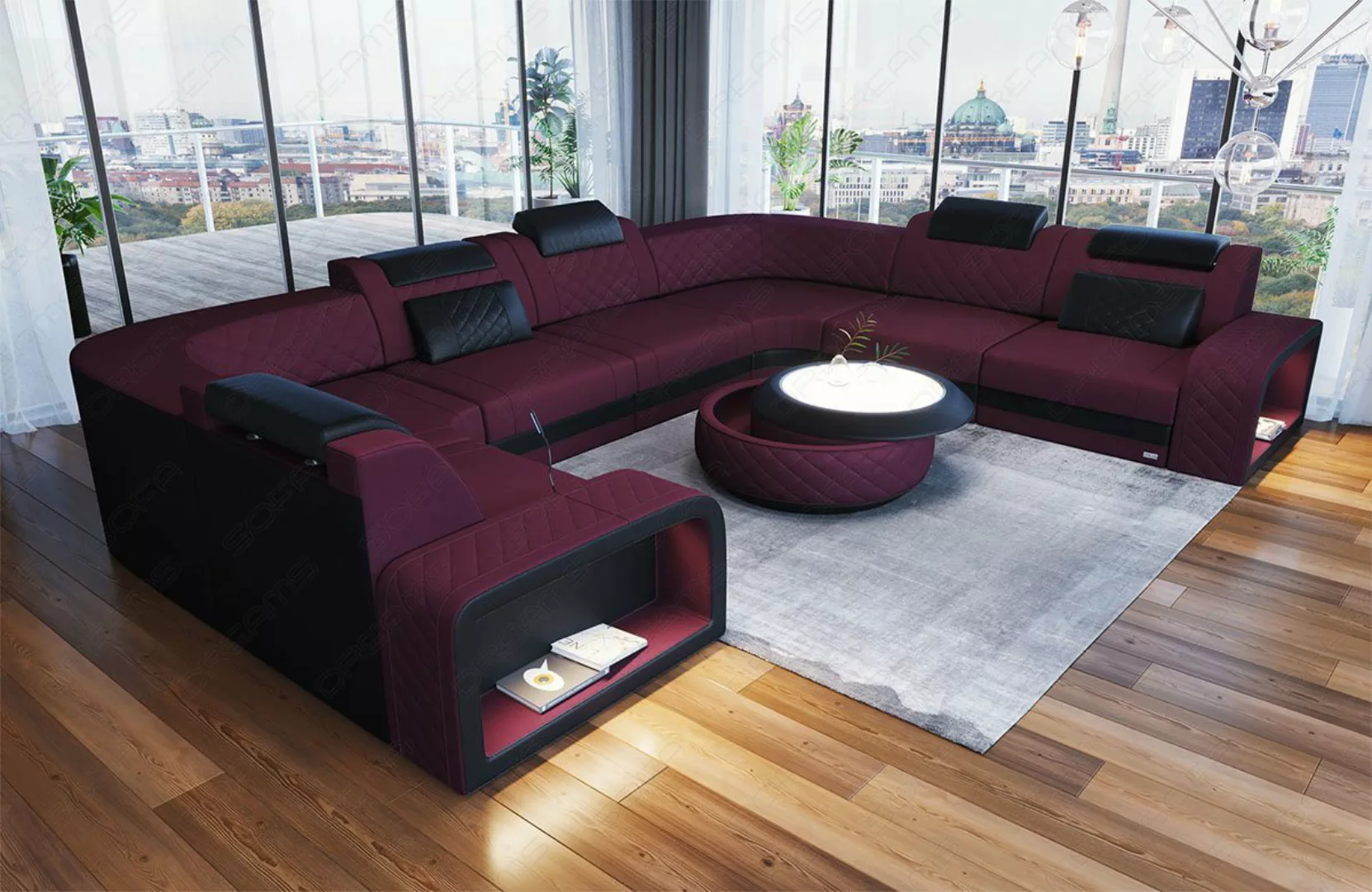 Sofa Dreams Wohnlandschaft Polster Stoffsofa Couch Stoff Sofa Foggia U Form günstig online kaufen
