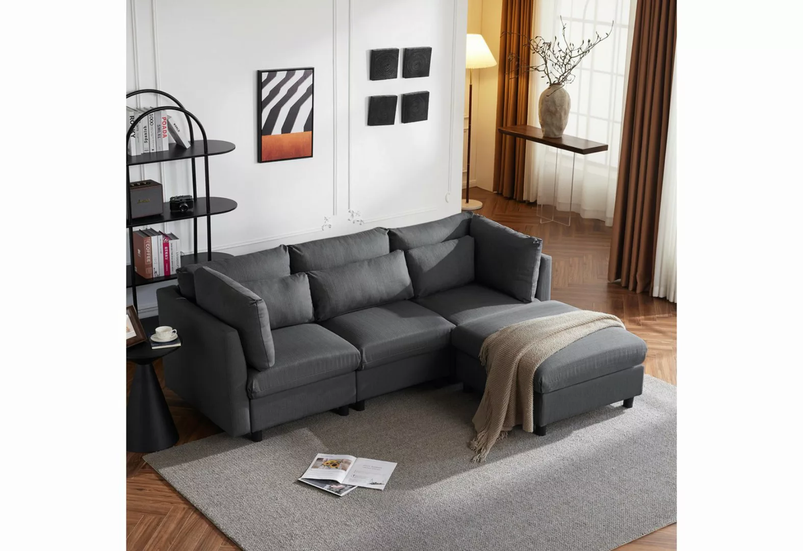 HAUSS SPLOE Sofa Schlafsofa 4-Sitzer-Sofa weiches Sofa Wohnzimmersofa mit K günstig online kaufen
