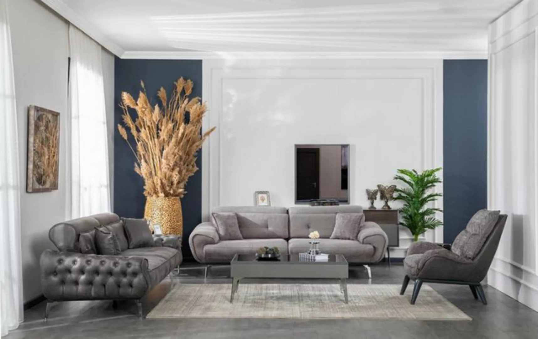 Xlmoebel Sofa Luxus Design Wohnzimmermöbel Set mit 3-Sitzer-Sofa und Coucht günstig online kaufen